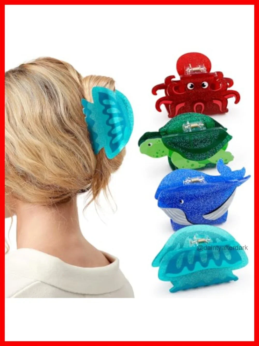 4 Pack Sea Animal Hair Claws - Acrylic Claw Clips for Thick or Thin Hair